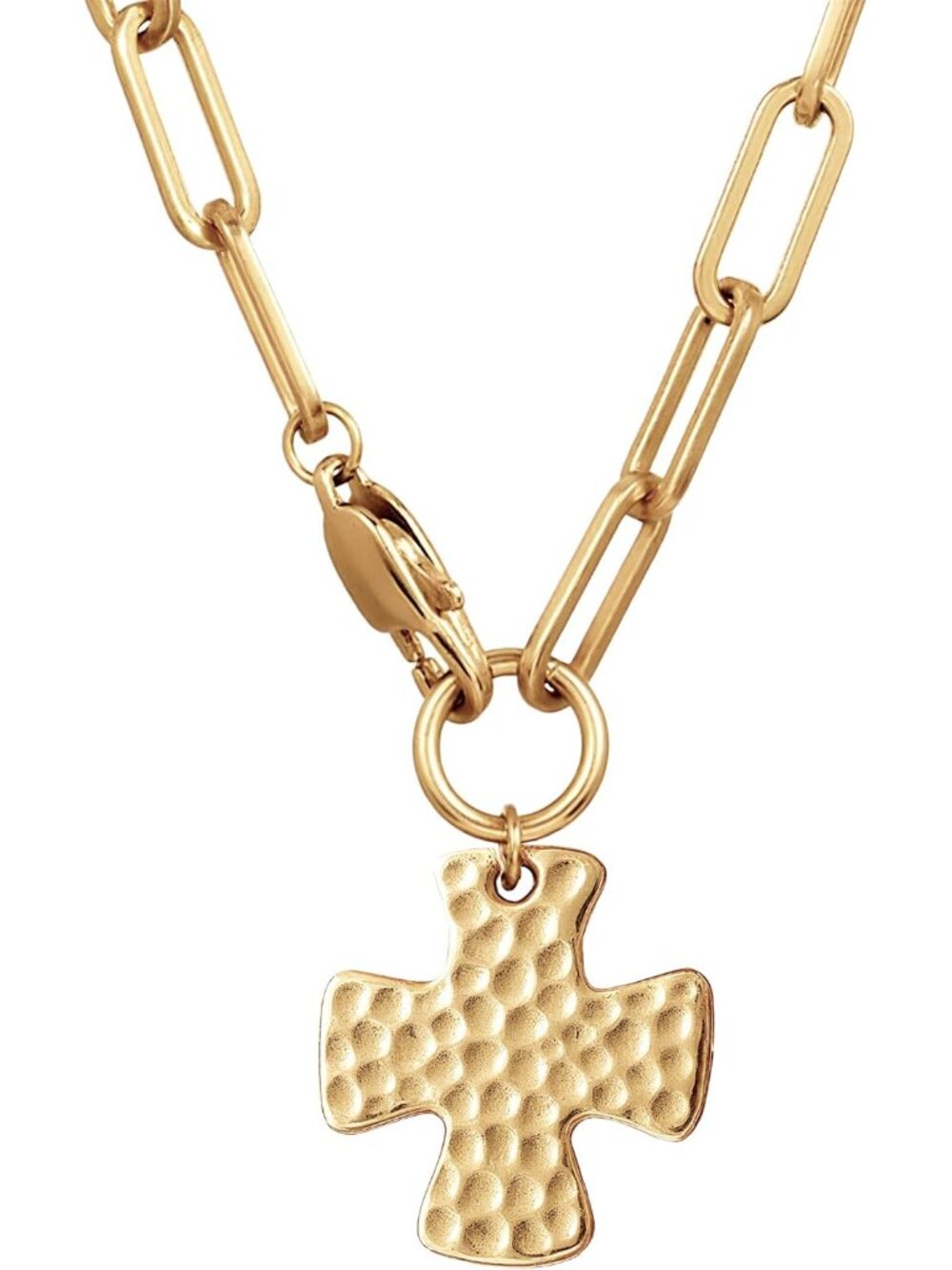 Chunky Cross Necklace for Women Trendy 14K Gold Plated Statement Cross Pendant N